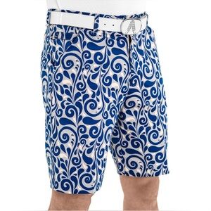 Royal & Awesome Club Swirl Shorts, Golf, Grey, Royal Blue, & White